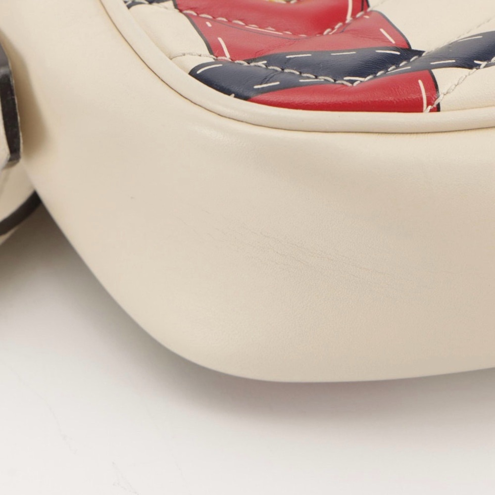 GUCCI Trompe L'Oeil Print GG Marmont Chain Shoulder Bag in Matelassé Leather - Picture 7 of 8